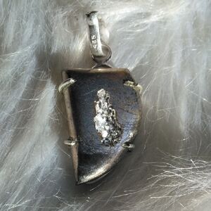 Titanium Druzy Silver Plated Gemstone Necklace Pendant